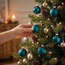 Artikel Christbaumkugeln Glas 4cm Blau Matt und Glänzend 24 Stück Innenbereich