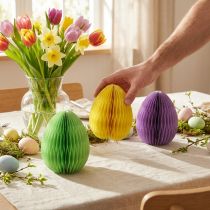 Artikel Wabeneier Ostern Papier stehend Grün Gelb Lila 20cm 3St