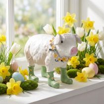Artikel Deko-Schwein Gummistiefel Bauernhoffigur Blumenkranz Polyresin 15,5cm