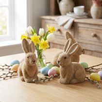 Artikel Deko Hasen Sitzend Ostern Braun Beflockt – 2. Wahl – H15cm 4 St als Osterdeko Highlight