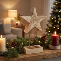 Artikel Stern aus Paulownia-Holz – Weihnachtsstern auf Sockel, 48cm, stilvolle Deko