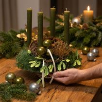 Artikel Glänzende Glas-Christbaumkugeln 5cm Set in Oliv und Silbergrau, 24 Stück