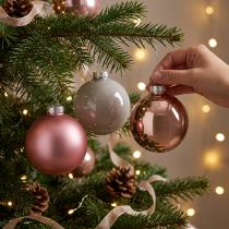 Artikel Exklusive Christbaumkugeln Rosa Silbergrau Glas Ø7,5cm 14er-Set
