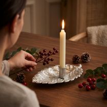 Artikel Stabkerzenhalter Teller Laubblatt Silbern 22x13,5x5,5cm