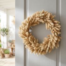 Artikel Türkranz Dekokranz Trockenblumenkranz Samtgras Lagurus Boho-Stil Naturdekoration Ø31cm