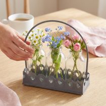 Artikel Mini Flaschen Deko Vasen Tablett Grau Vintage Deko Geschenkidee Glas