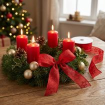 Artikel Weihnachtsband Rot mit Glitzersternen 25mm x 18m - Festliche Dekoband
