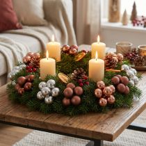 Artikel Mini Weihnachtskugeln Silber Apricot am Draht, 25mm, 140er-Set – Festlicher Baumschmuck
