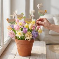 Artikel Hübsche Hühnerstecker aus Holz für Osterdeko und Frühlingsarrangements, 12-tlg. Set