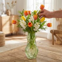 Artikel Glasvase mit Tulpenprägung, 30 cm, Grün