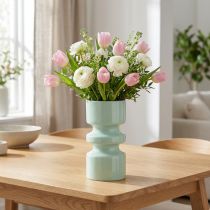 Artikel Blumenvase Metall Mintgrün Emaille Ø9cm H17,5cm - Elegantes Tischdeko-Highlight für Floristen