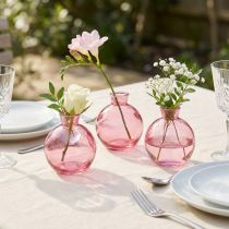 Artikel Glasvasen Bauchig Rosa Retro Minivasen Ø7,5cm H9cm 6 St – Ideal für Floristen
