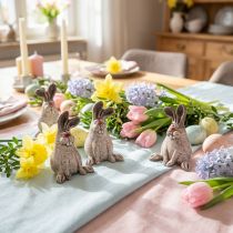 Artikel Osterhasen Keramik Deko Braun Grau Humorvolle Tischdeko 6er Set