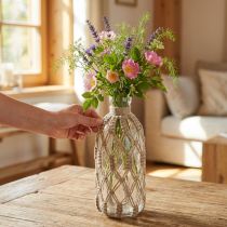 Artikel Deko Flasche Glas Makramee Vase Ø10cm H27cm Wohnaccessoire