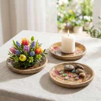 Artikel Holzteller Blumen Schmetterling Pink Ø15cm 3St Dekoration