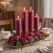 Artikel Elegante Stabkerzen Berry 50x300mm, durchgefärbt, 4er-Set für Dekoration und Ambiente