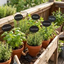 Artikel Beetstecker Gartenstecker Holz Holzschilder Oval Schwarz H17,5cm 12St