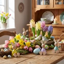 Artikel Osterhasen bunt Holzhasen gepunktet Tischdeko H8cm 4 St