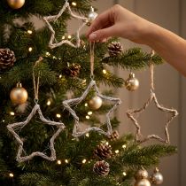 Artikel Weihnachtsdeko Stern Ulme Sterne zum Aufhängen Weiß gewaschen 20cm 4St