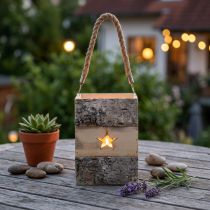 Artikel Windlicht Birkenholz mit Henkel 14,5cm x 14,5cm H20cm