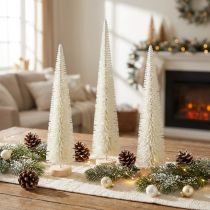 Artikel Tannenbaum Dekobaum mit Holzfuß 40 cm Weißgrau 3 Stück für Innenbereich