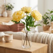 Artikel Künstliche Pfingstrose 60cm Gelb mit großer Blüte im 3er-Set für Dekorationen