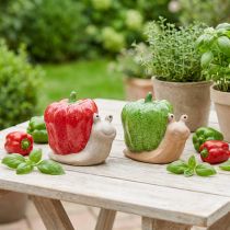 Artikel Deko Schnecken Keramik Paprika Rot Grün H10cm Geschenk Tischdeko Garten