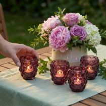 Artikel Windlicht "Berry" Glas Teelichthalter 4er Set Ø9cm H9,5cm - Zauberhafte Beleuchtung