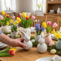 Artikel Osterhasen Deko Figuren Hasen mit Punktmuster 17cm 2St