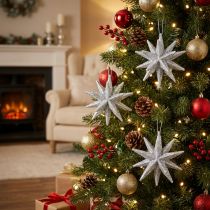 Artikel Weihnachtssterne Weihnachtsschmuck Silber Glitter Ø7cm 6 St