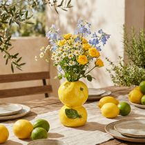Artikel Blumenvase Zitrone Deko Keramik mediterran gelb H13cm