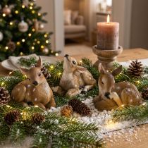 Artikel Reh Dekofigur Set liegend Polyresin handbemalt Winterdeko 3 Stk