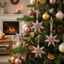 Artikel Weihnachtsanhänger Deko Stern zum Aufhängen Rosa 4St