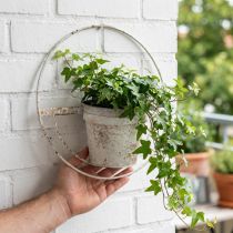 Artikel Blumentopf Shabby Chic Wanddeko Weiß Metall mit Aufhängung Ø37cm