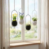 Artikel Osterdeko zum Hängen, Eierschale zum Bepflanzen, Frühlingsdeko Schwarz/Weiß H24cm 4 St
