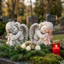 Artikel Trauernder Engel Dekofigur Creme Set – Stilvolle Engelskulpturen für Trauerfloristik