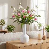 Artikel Moderne Deko Vase Metallvase Cremeweiß Ø10,5cm H25,5cm, eleganter Blickfang