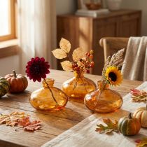 Artikel Mini Glasvasen bauchig flach Ø9cm Orange 6 Stk