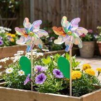 Artikel Irisierendes Windrad Blume Windmühle Gartendeko Ø17,5cm 2St
