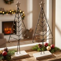 Artikel Mini Weihnachtsbaum Metall Holz Schwarz Natur 28cm 2St