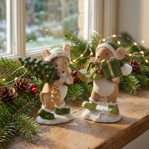 Artikel Handbemalte Weihnachtsdeko Mäuse Set aus Polyresin – Niedliche Figuren mit Baum und Geschenken