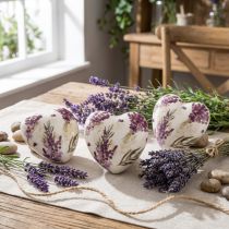 Artikel Herz Deko Keramik Deko Lavendel Tischdeko Steingut 8,5cm 3St