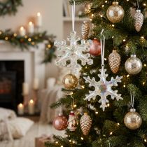 Artikel Deko Schneeflocken Irisierend Winterdeko Advent Weihnachtsschmuck Ø14–15cm 2er Set