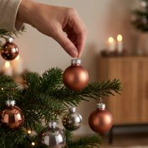 Artikel Mini Weihnachtskugeln Set Silber-Aprikot Ø3cm, Glas, 22er-Pack, Festlicher Baumschmuck