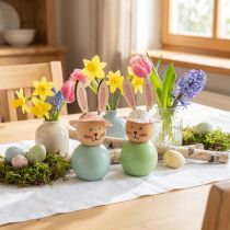 Artikel Osterhasen Holzfigur Set mintgrün 9cm Frühjahrs-Dekoration 8 Stück