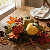 Artikel Deko Apfel Samt Braun Gelb 9er Set für Herbstdeko Ø7,5cm H9cm
