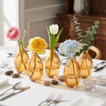 Artikel Bauchige Glas Vase Orange Ø7cm H12cm 6er Set - Dekorative Minivasen