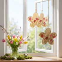 Artikel Dekohänger Holzblumen Frühling Natur Pink 16cm 3er Set für Floristen