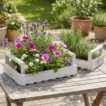 Artikel Blumenkasten Shabby Chic Pflanzkasten Holz Weiß 38/31cm 2er-Set