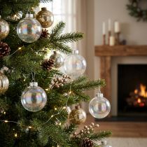 Artikel Glas Weihnachtskugeln Irisierend Klar 7,5cm - 12er Set Deko für Baum und Advent